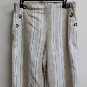Cato Est 1946 Linen Tan and Cream Linen Striped Pants